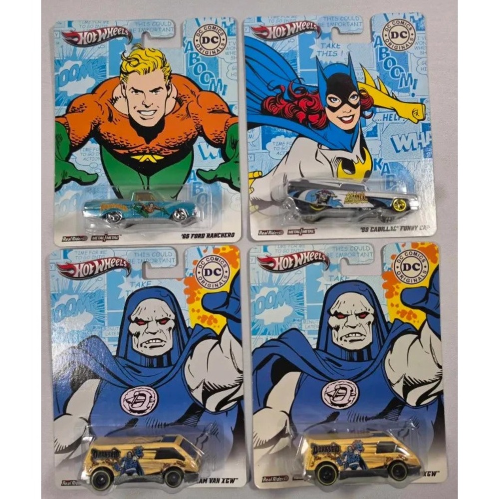 Hot Wheels 2011 DC Comics Set of 4 Real Riders Metal Aqua-man Batgirl